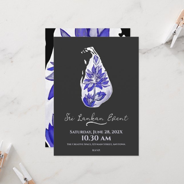 Convite Mapa do Sri Lanka em estilo de grafite (Frente/Verso In Situ)