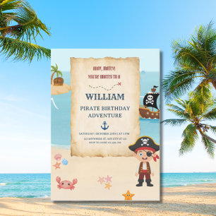 Convite Mapa do Tesouro de Aventura Pirata de Aniversário