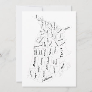 Convite Mapa dos EUA preto e branco