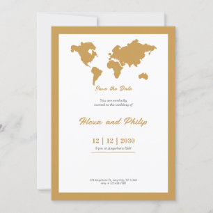 Convite mapa Dourado de Casamento