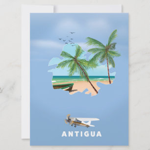 Convite mapa ilustrado da Antígua pôster de viagem