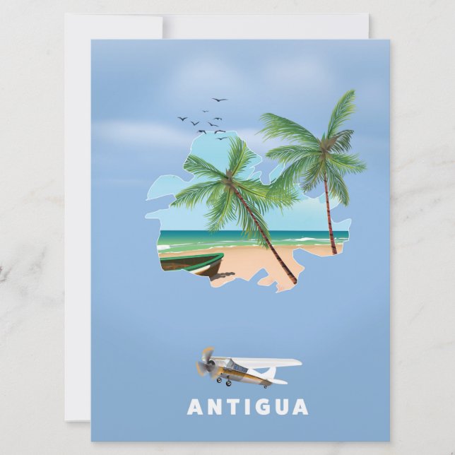 Convite mapa ilustrado da Antígua pôster de viagem (Frente)