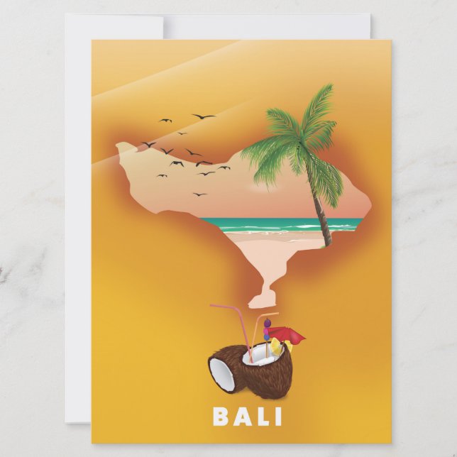 Convite Mapa ilustrado de Bali (Frente)