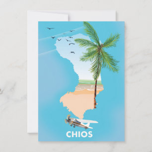 Convite Mapa ilustrado de Chios Grécia.