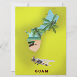 Convite Mapa ilustrado de Guam pôster de viagem