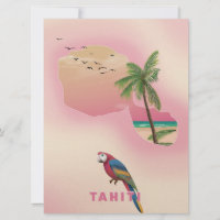 Mapa ilustrado de Taiti pôster de viagem