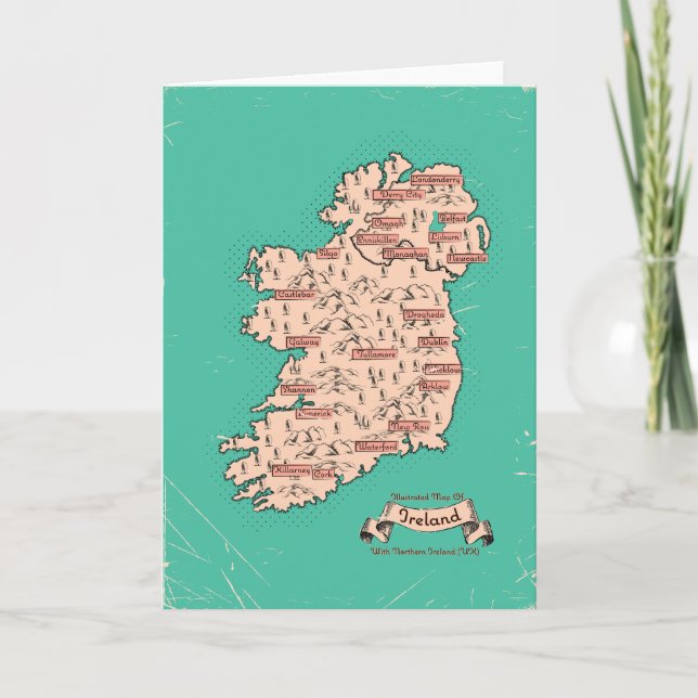 Convite Mapa ilustrado de viagem da Irlanda (Frente)