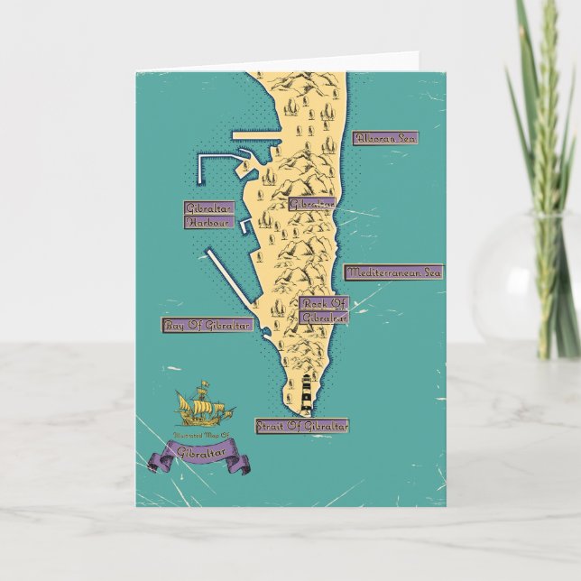 Convite Mapa Ilustrado De Viagem De Gibraltar (Frente)