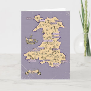 Convite Mapa ilustrado de viagens do País de Gales
