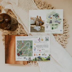 Convite Mapa Itinerário de Fim de Semana de Casamento