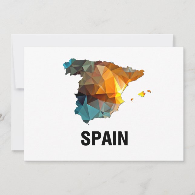 Convite Mapa Mosaico Polígono da Espanha (Frente)