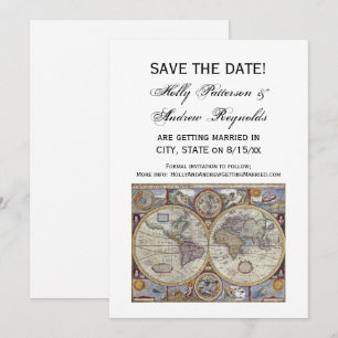 Convite Mapa Mundial Antigo #3 Salve a Data