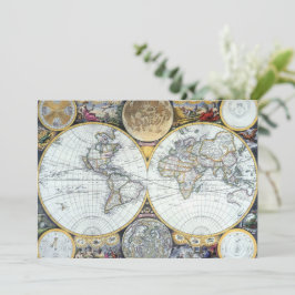 Convite Mapa Mundial Antigo, Atlas Maritimus por John Sell