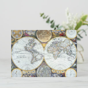 Convite Mapa Mundial Antigo, Atlas Maritimus por John Sell
