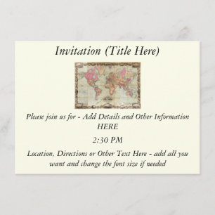 Convite Mapa mundial antigo de John Colton, cerca de 1854