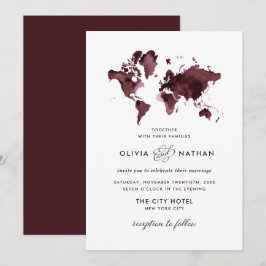 Convite Mapa Mundial da Burgundia | Viagem Elegante Casame