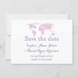 Convite Mapa Mundial de Casamento de Viagem em Aquarela Sa