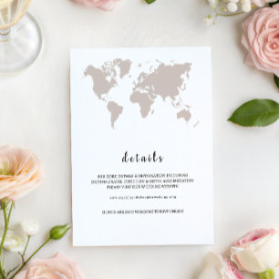 Convite Mapa Mundial de Casamento Elegante detalhes