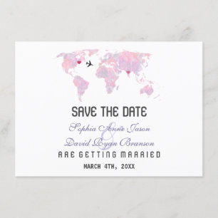 Convite Mapa Mundial de Destino Personalizado Casamento Sa