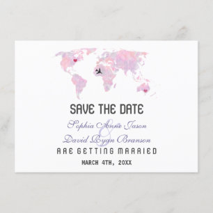 Convite Mapa Mundial de Destino Personalizado Casamento Sa