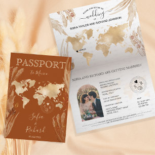 Convite Mapa Mundial de Passaportes Caseiros Boho Terracot