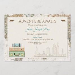 Convite Mapa Mundial de Viagens de Aventura Moderno