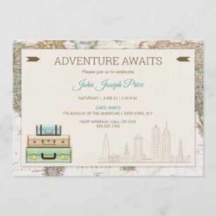Convite Mapa Mundial de Viagens de Aventura Moderno