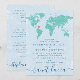 Convite Mapa Mundial Destino   U PICK COLORS Casamento