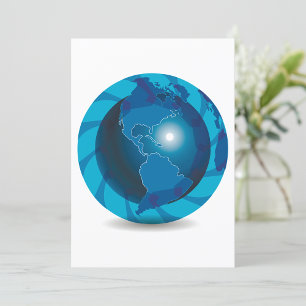 Convite Mapa Mundial do Globo Terrestre Azul Moderno