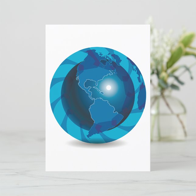 Convite Mapa Mundial do Globo Terrestre Azul Moderno (Criador carregado)