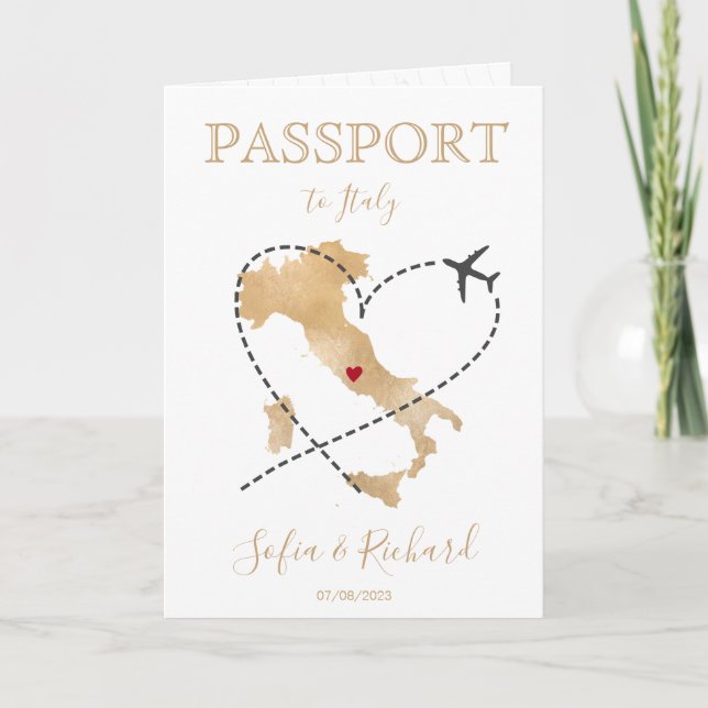 Convite Mapa Mundial Dourado do Passaporte de Destino da I (Frente)