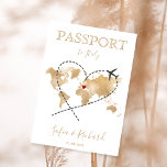Convite Mapa Mundial Dourado do Passaporte de Destino de C<br><div class="desc">Mapa do Mundo Moderno e Elegante Convite Destino de Casamento,  como passaporte</div>