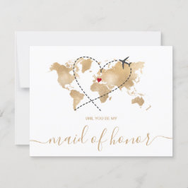 Convite Mapa Mundial Dourado Você Será Minha Madrinha de c