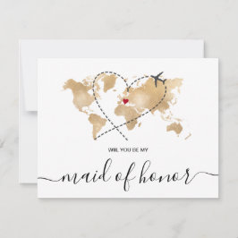 Convite Mapa Mundial Dourado Você Será Minha Madrinha de c