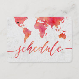 Convite Mapa Mundial em Aquarela Cronograma de Casamento d