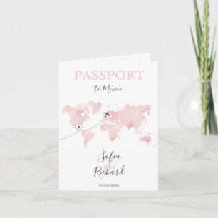 Convite Mapa Mundial Rosa do Passaporte de Destino de Casa