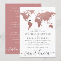 Mapa Mundial Tema de Viagem Casamento Rose Gold