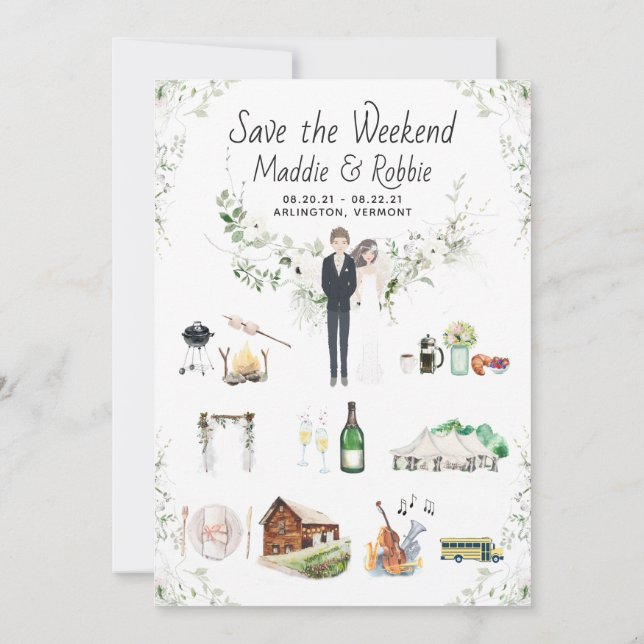 Convite Mapa Personalizado do Itinerário de Casamento em V (Verso)