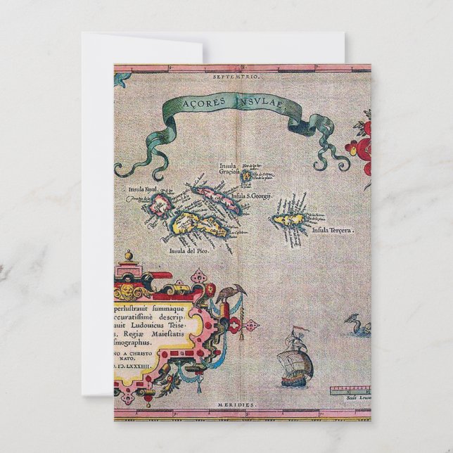 Convite Mapa velho de Açores - exploração da navigação do (Frente)