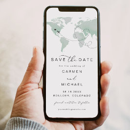 Convite Mapa Verde de Destino de Viagem CARMEN Salvar a Da