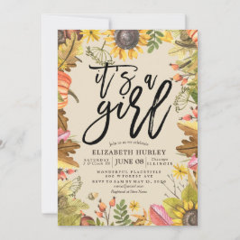 Convite Mapeamento de outono de chá de fraldas deixa flore