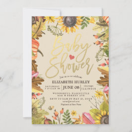 Convite Mapeamento de outono de chá de fraldas deixa flore