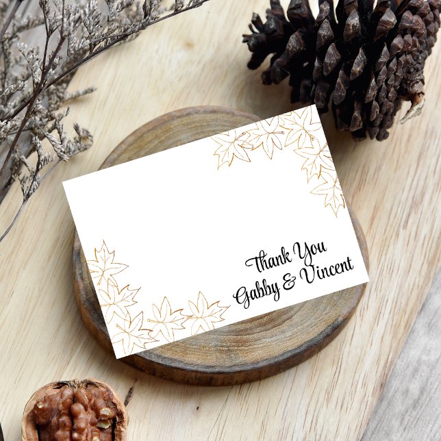 Convite Mapeando Casamento outono de Borda Folha Obrigado  (Fall in Love with these autumn leaves thank you notes.)