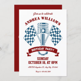 Convite Máquina de corrida de motocicleta retrô