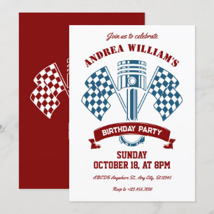 Convite Máquina de corrida de motocicleta retrô