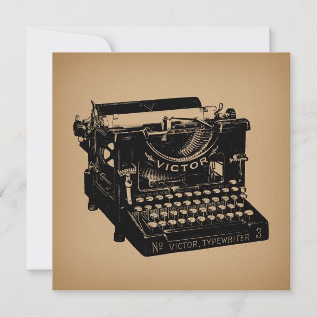 Convite Máquina de escrever antiga máquina faseada (Frente)