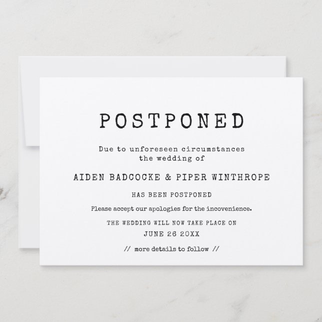 Convite Máquina de escrever minimalista simples Casamento  (Frente)