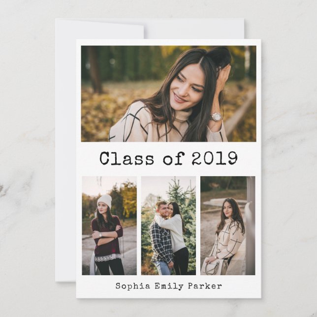 Convite Máquina de escrever simples | Festa de formatura 4 (Frente)