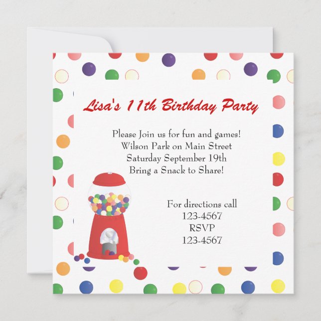 Convite Máquina de Gumball (Frente)