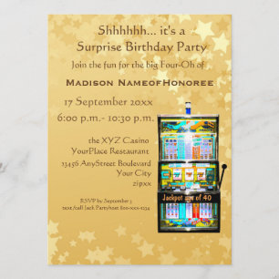 Convite Máquina de slot de cassino Dourada do Partido aniv